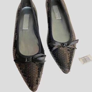 Vintage Spiegel Like New Black Sequin Flats with Bow! Size 8.5 B (run narrow)